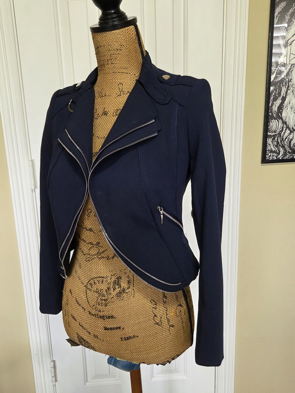 White House Black Market Navy Cropped Jacket